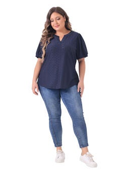 Hollow Casual V Neck Short Sleeve Summer Blouse