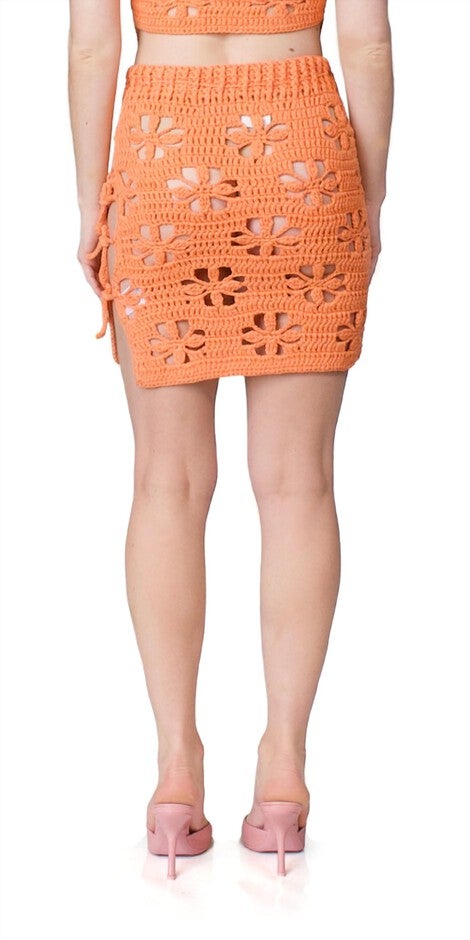 CAT CROCHET SKIRT IN ORANGE, , alternate image number null