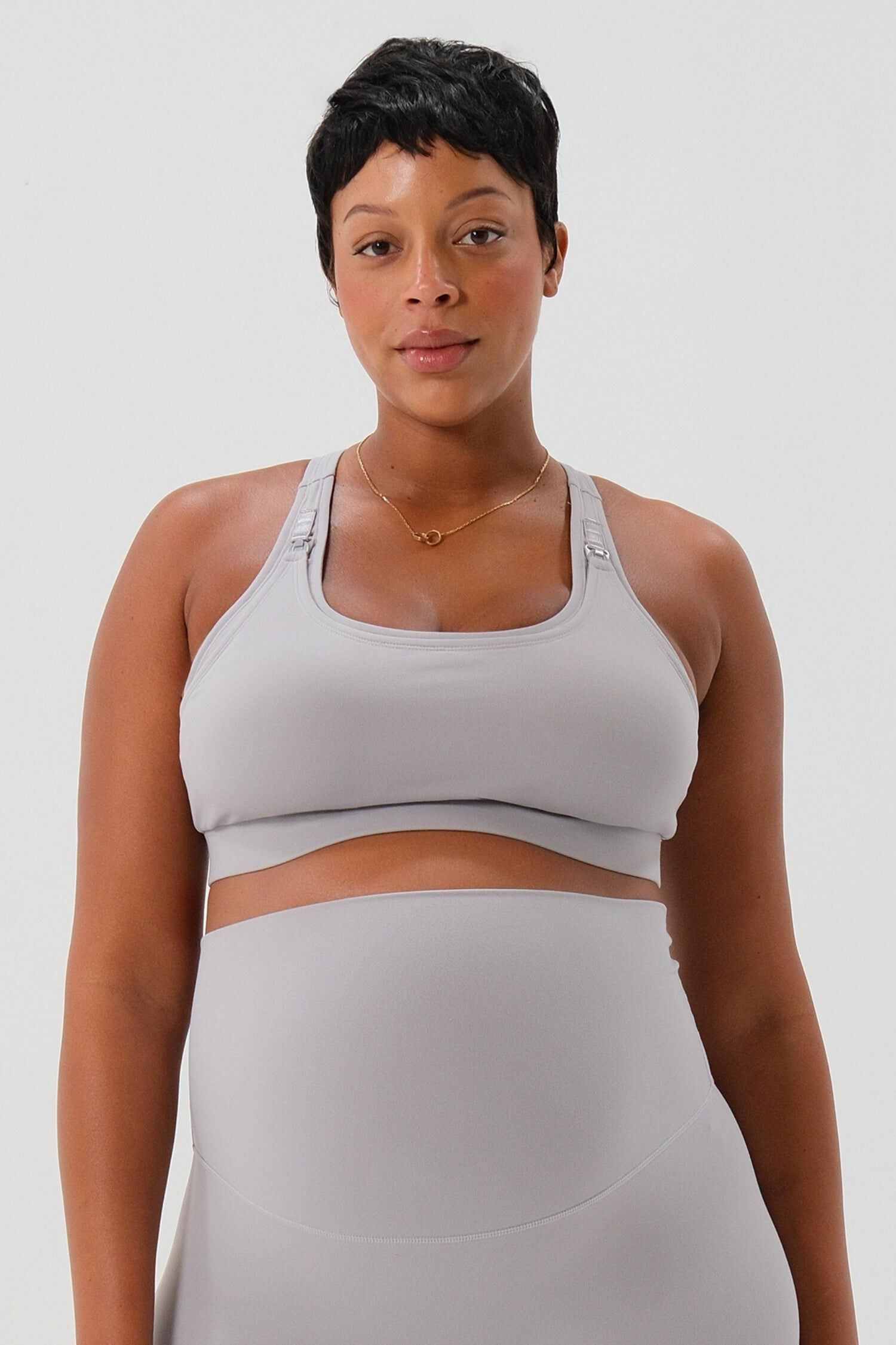 Women&#39;s High Impact Racer Back Maternity & Nursing Sports Bra with Easy-Release Breastfeeding Clips, Light Gray / Light Grey, hi-res image number 0