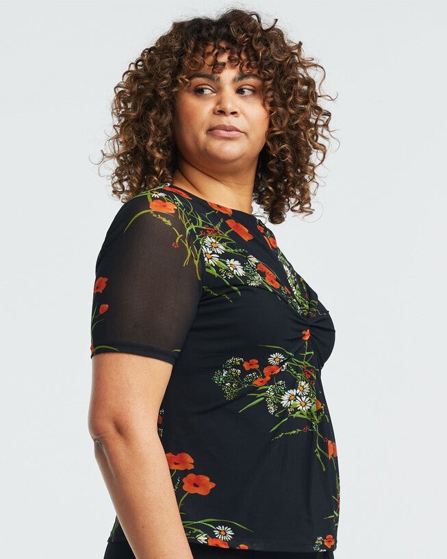 Bouquet Top, Print / Black, alternate image number 3