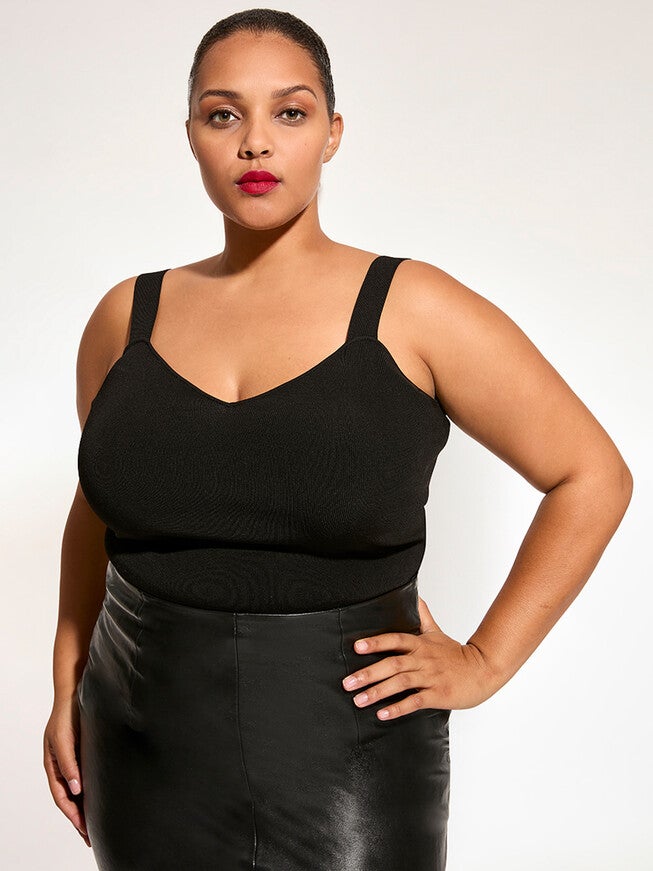 CARRIE BUSTIER TOP, Black / Black, alternate image number 3