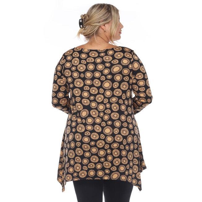 Printed Geometric Circle Tunic Top, , alternate image number null