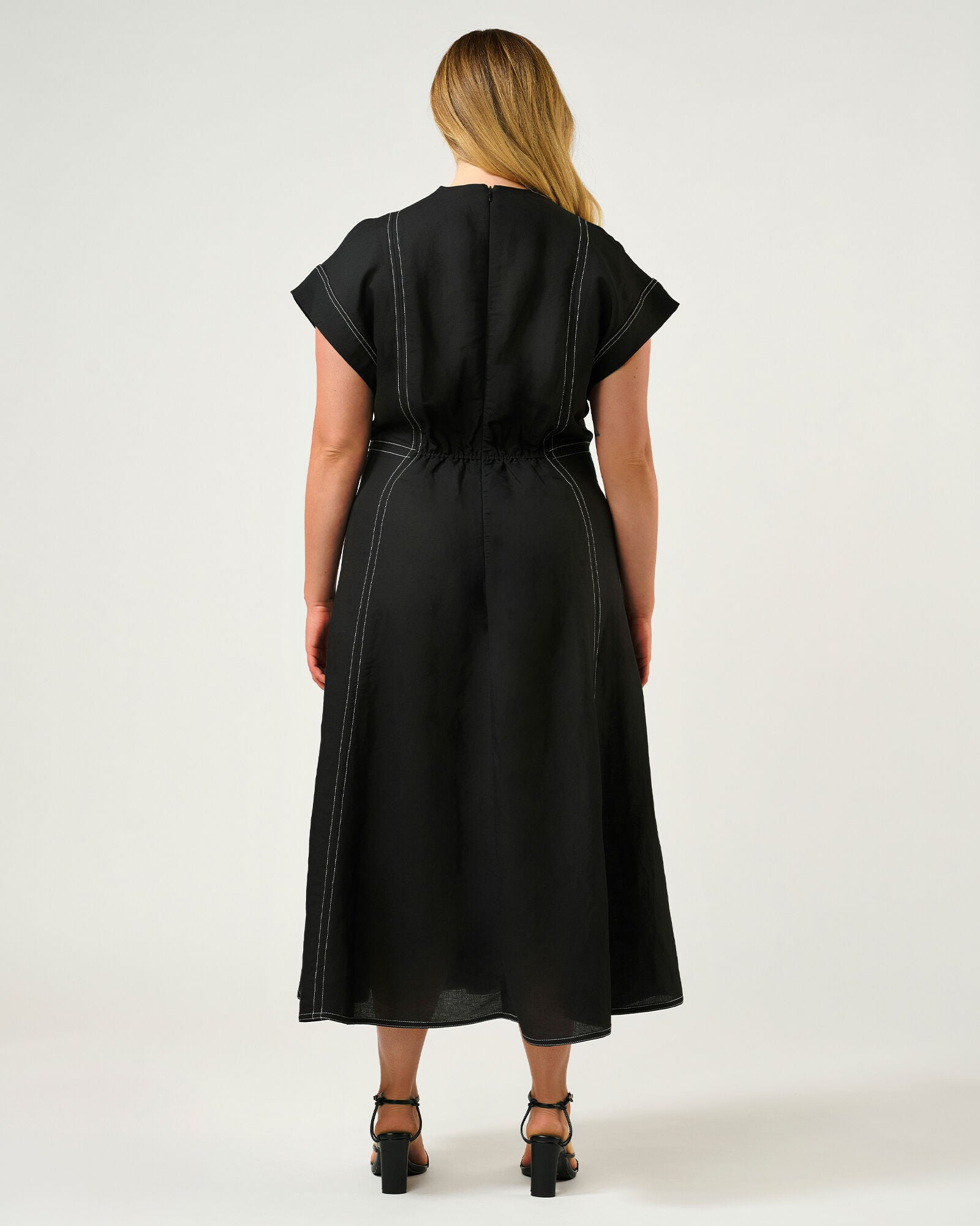 Arden Contrast Stitch Dress, Black / Black, alternate image number 4
