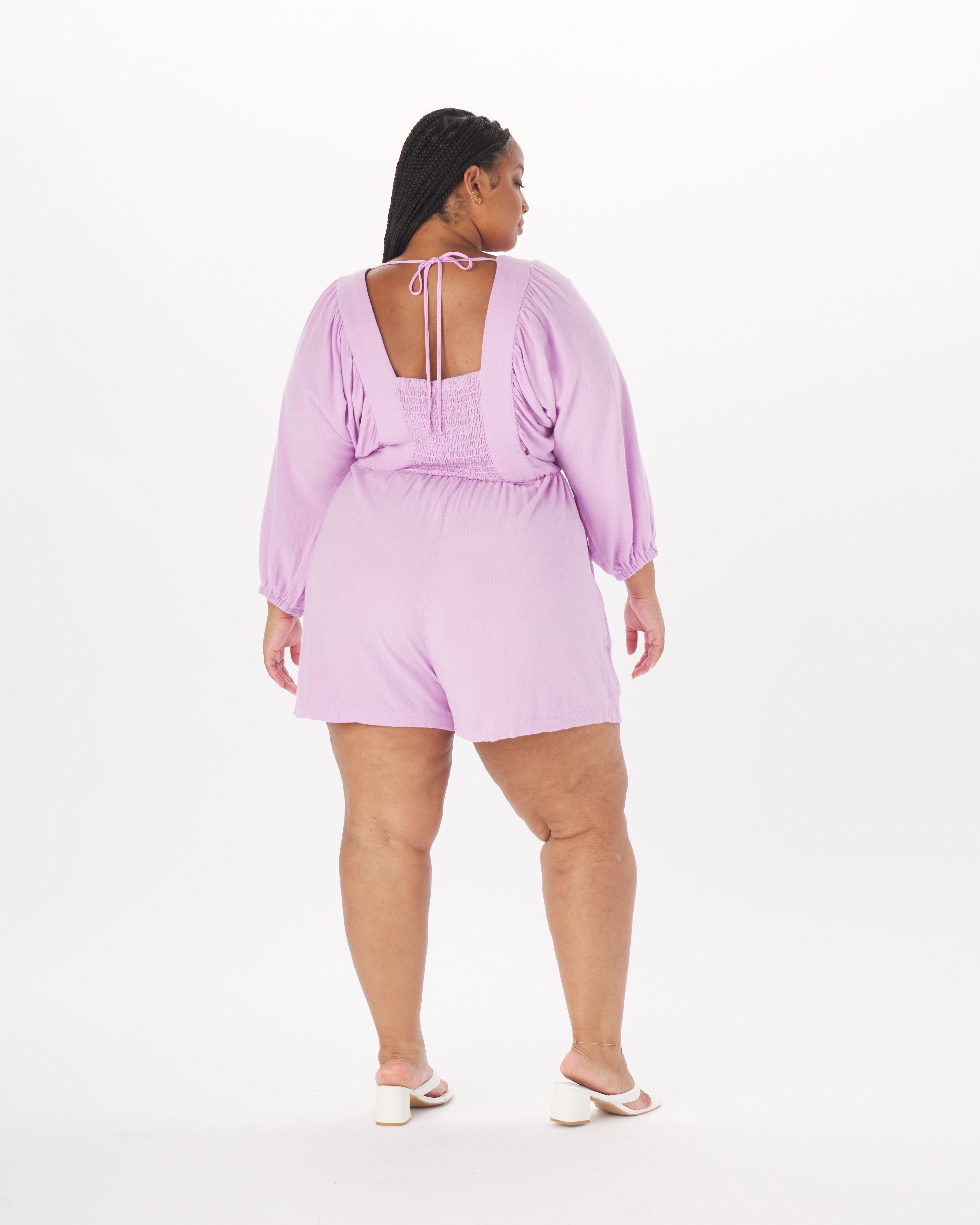 Anna Peasant Romper, Lilac / Lilac, alternate image number 1