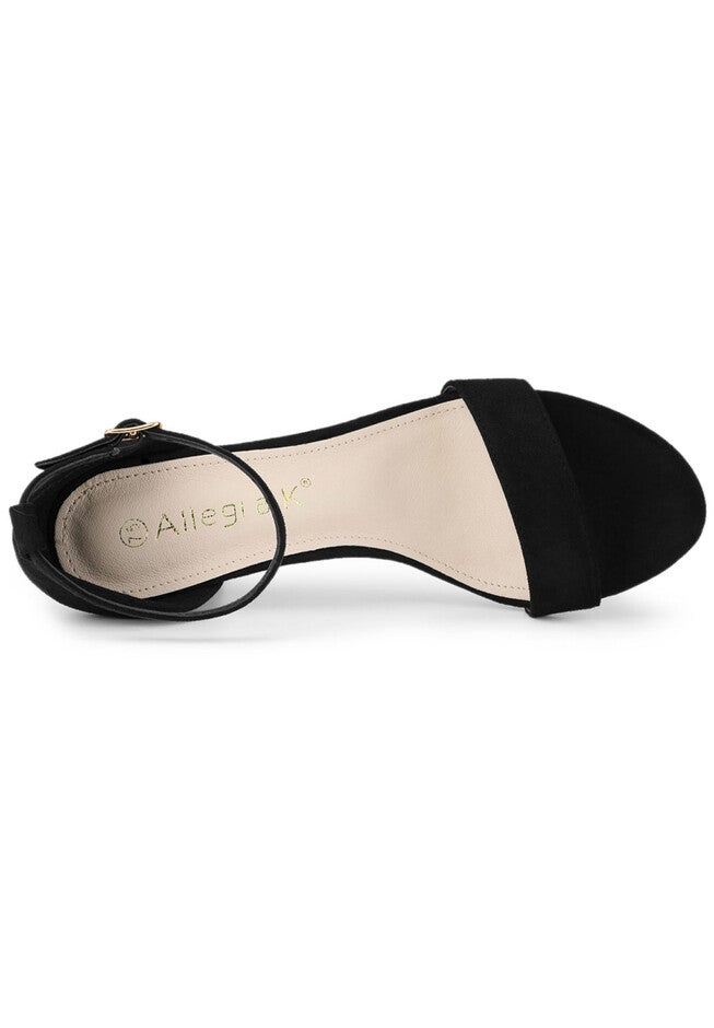 Open Toe Ankle Strap Chunky High Heel Sandals, Black / Black, alternate image number 1