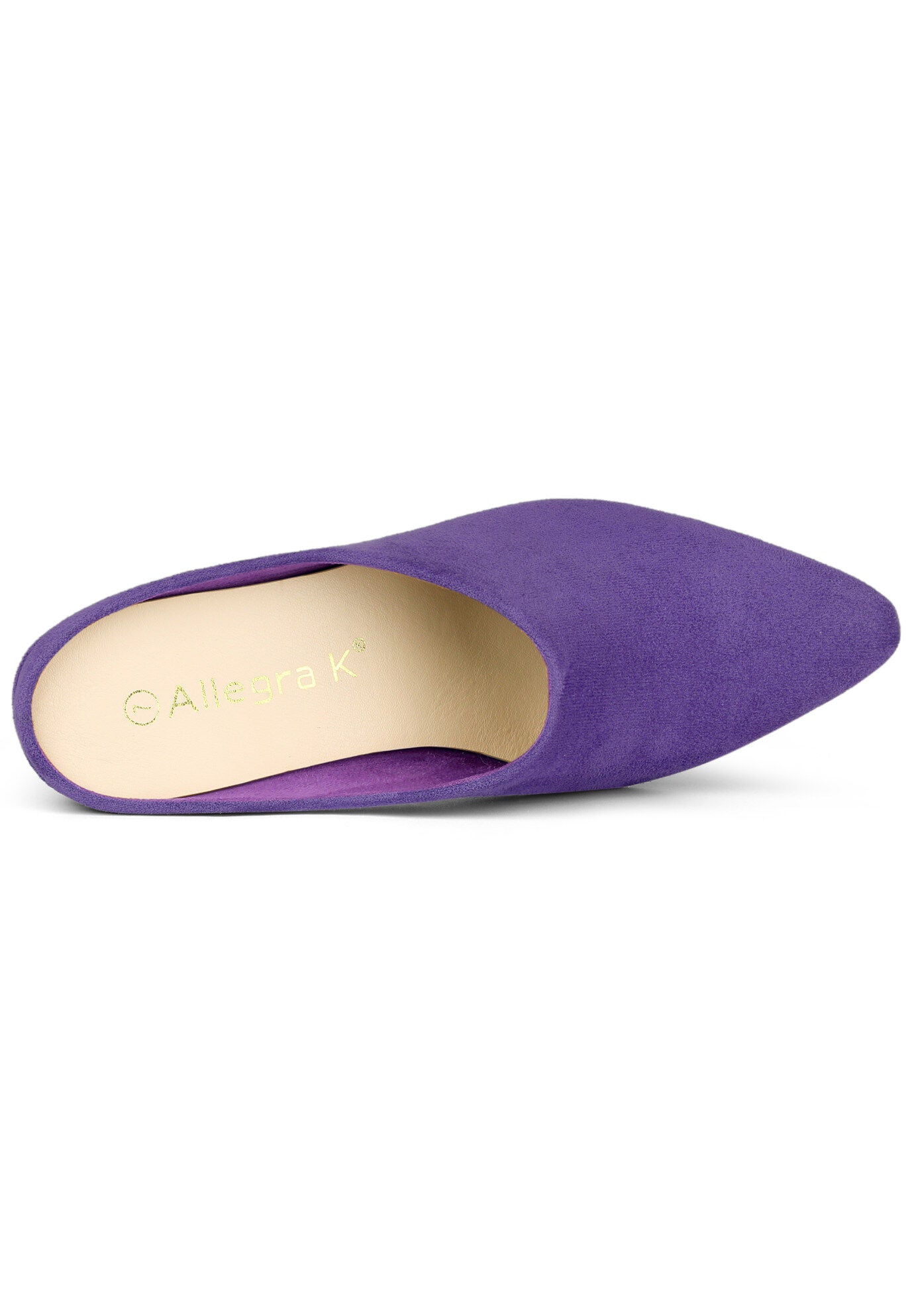 Pointed Toe Slip On Block Heel Slide Mules, Purple / Purple, alternate image number 2