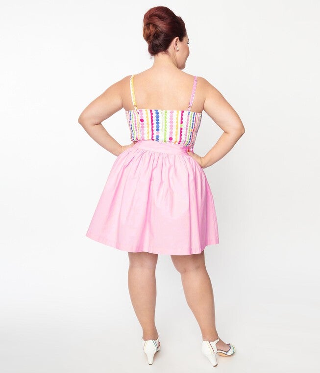 Unique Vintage Light Pink Gathered Mini Skirt, , alternate image number null