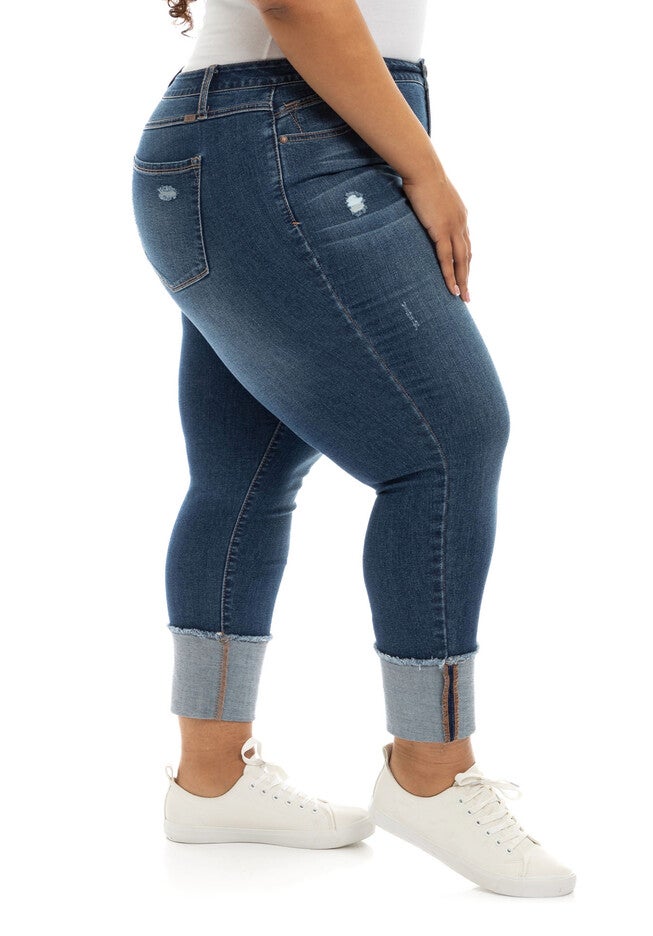 25 inches DEEP FRAY CUFF JEANS, JEREMY / Medium Wash, alternate image number 1