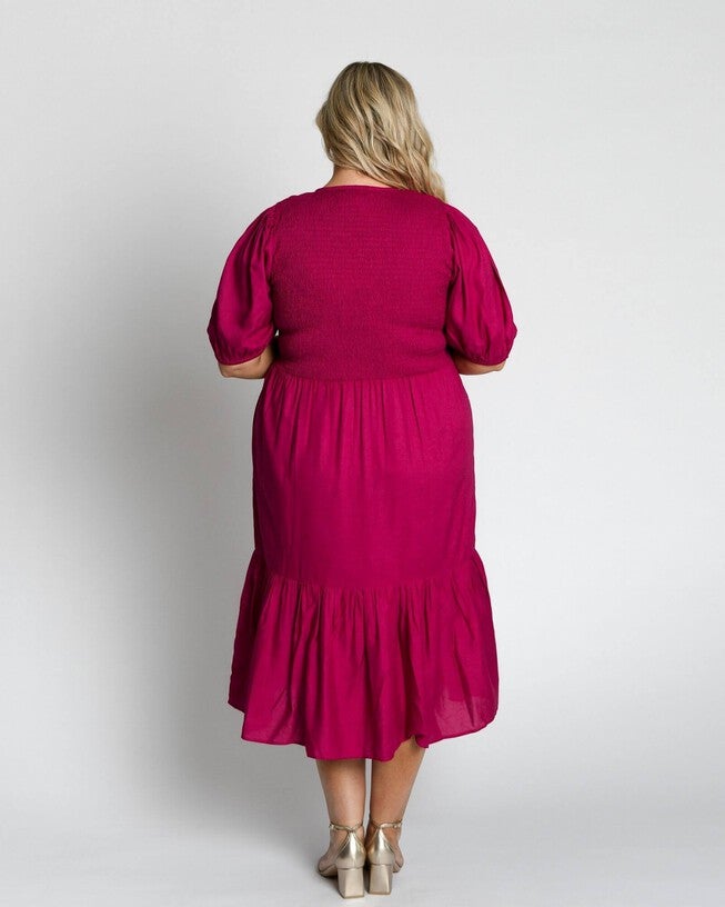 Mia Blouse Sleeve Dress, French Plum / Deep Fuchsia, alternate image number 2