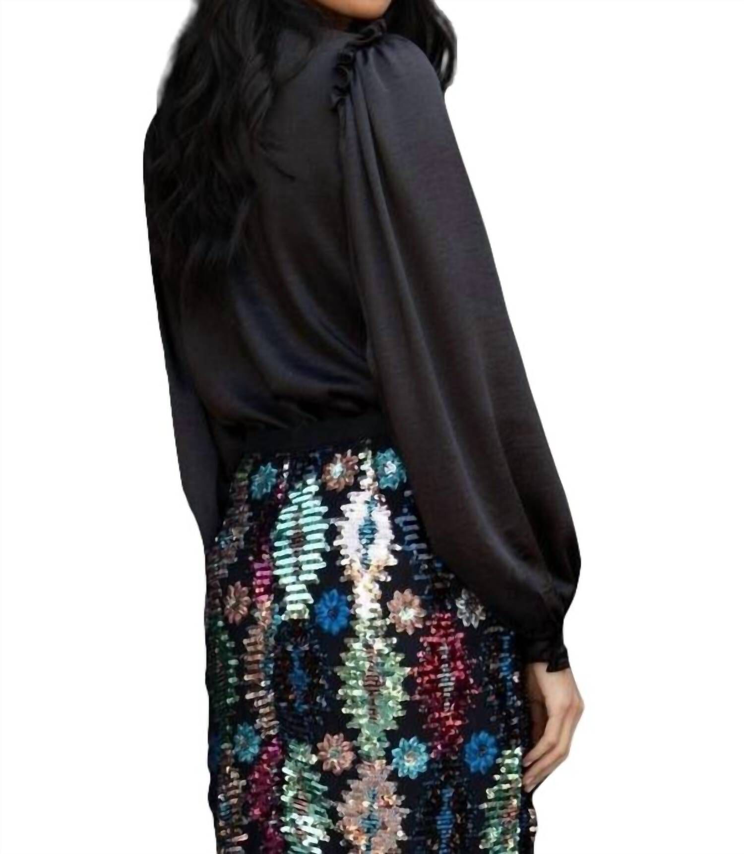 JOSEFINA BLOUSE IN ONYX, Onyx / Black, alternate image number 2