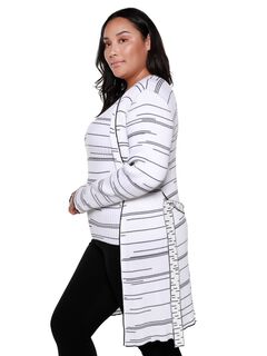 Sienna Long Sleeve Cardigan, Winter WhiteBlack / White, alternate image number 1