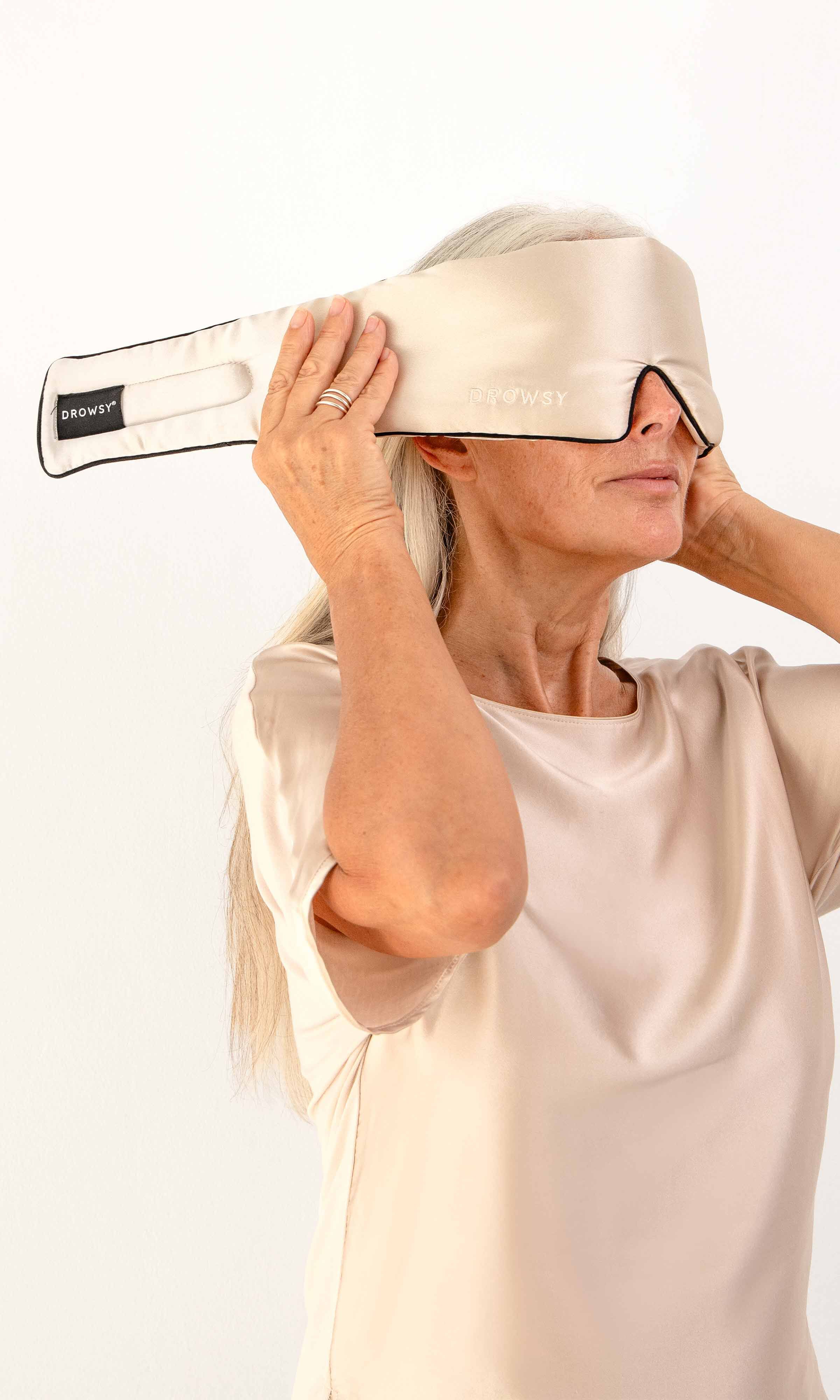 Pipe Dreams Silk Sleep Mask, Dusty Gold / Gold, alternate image number 3