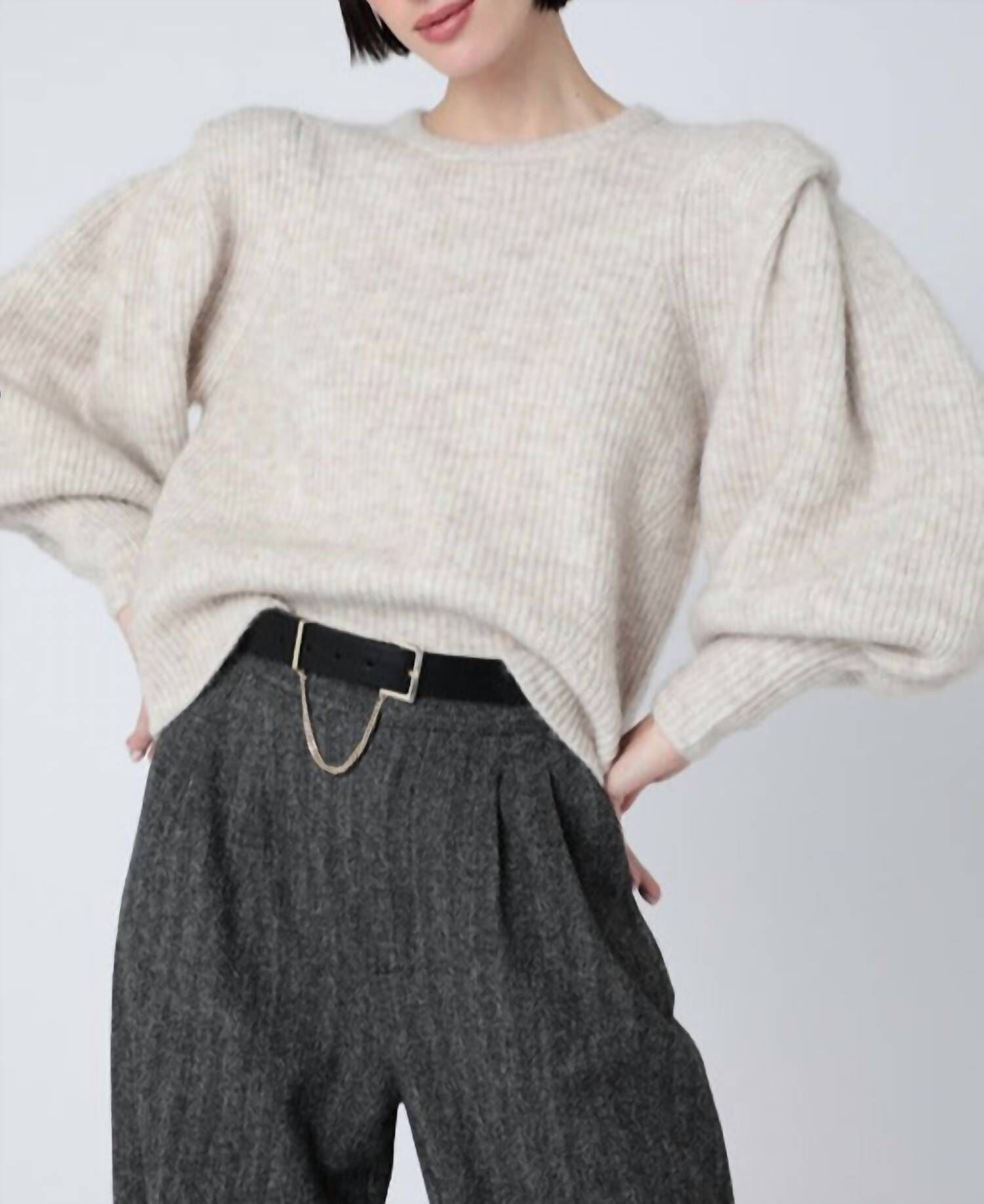 BEIGE HEATHER SWEATER IN BEIGE, Beige / Beige, hi-res image number 0