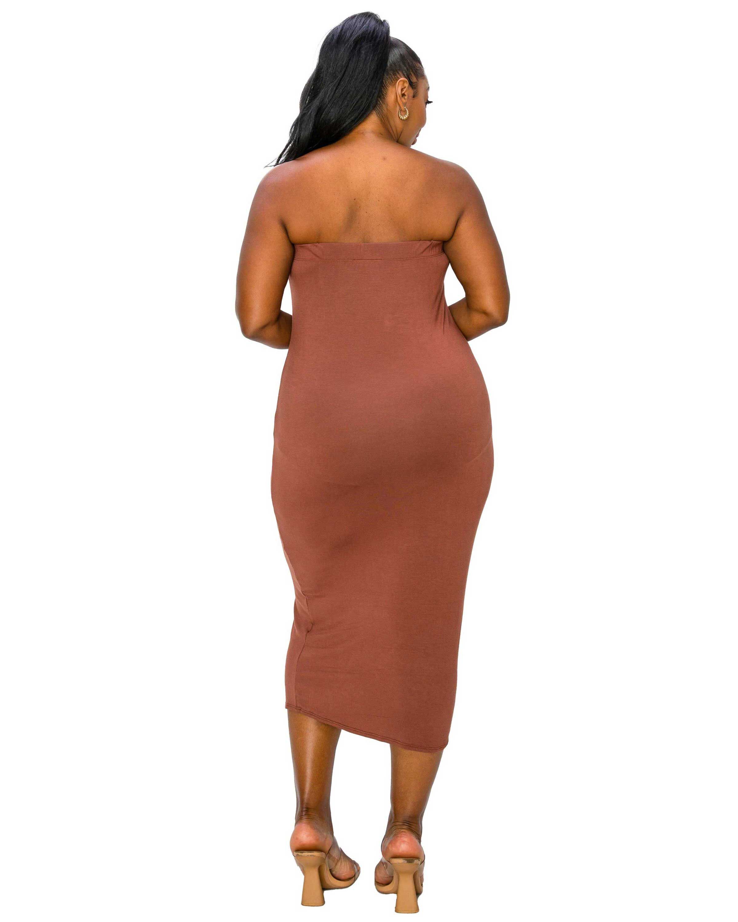 WILLOW TUBE DRESS, Toffee / Brown, alternate image number 1