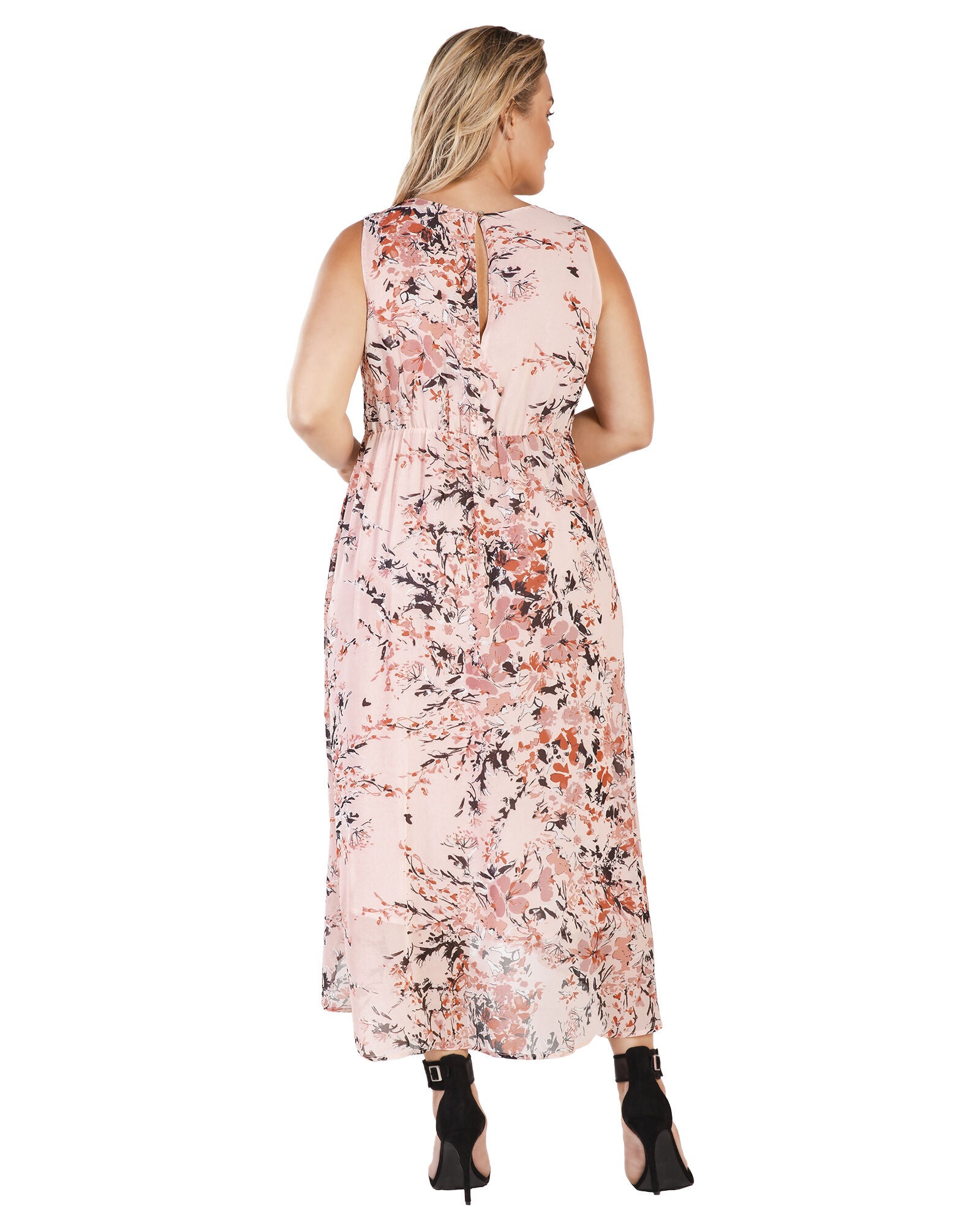 Leia High Low Maxi Dress, Garden Floral / Peach, alternate image number 3