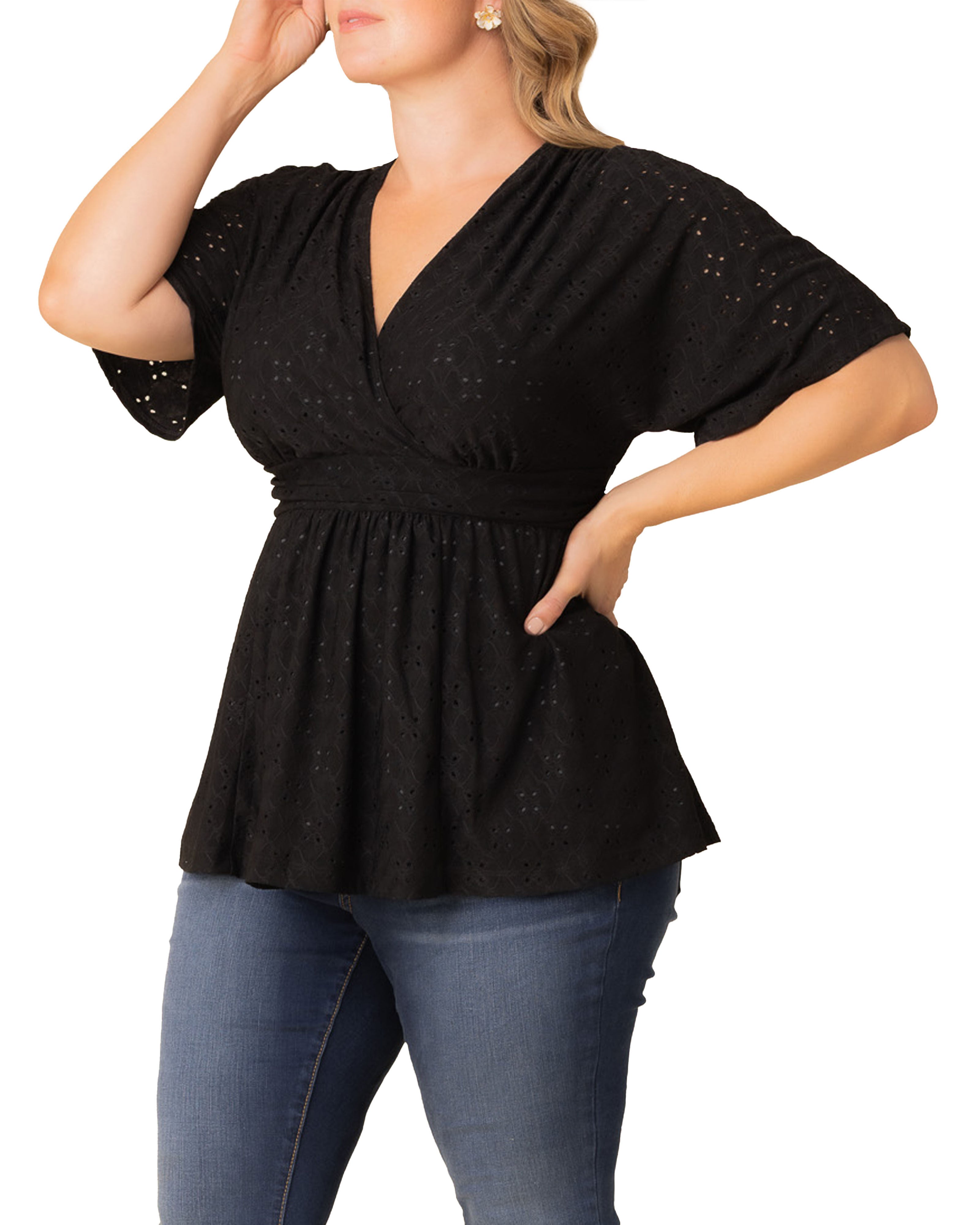 Sunny Day Eyelet Top, BLACK NOIR / Black, alternate image number 3