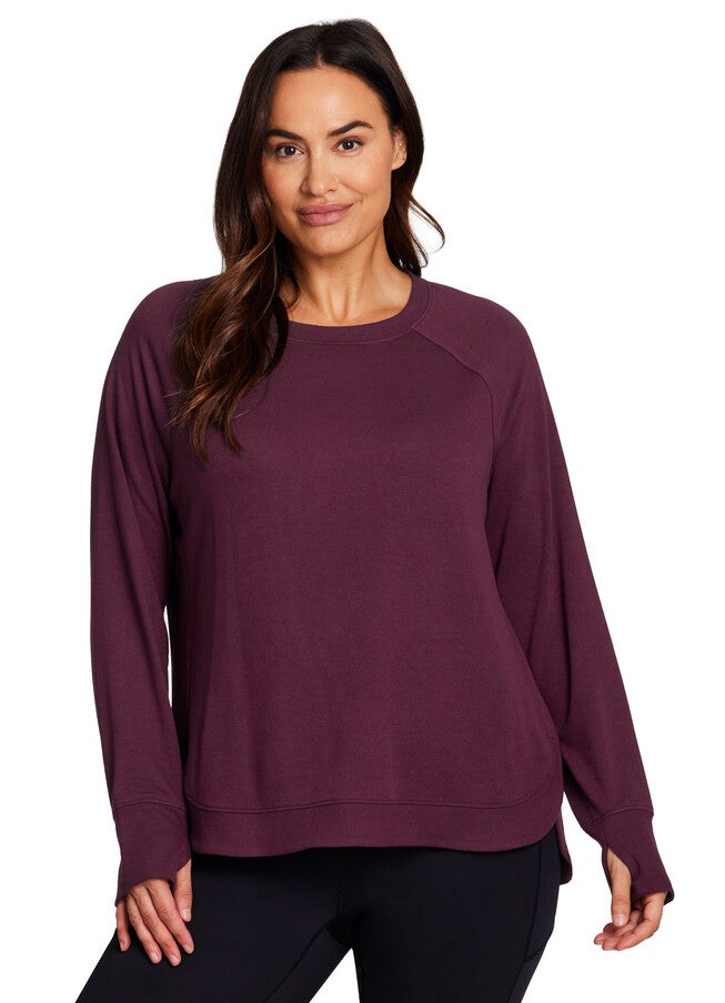 Plus Studio French Terry Sweatshirt, Burgundy / Burgundy, hi-res image number 0