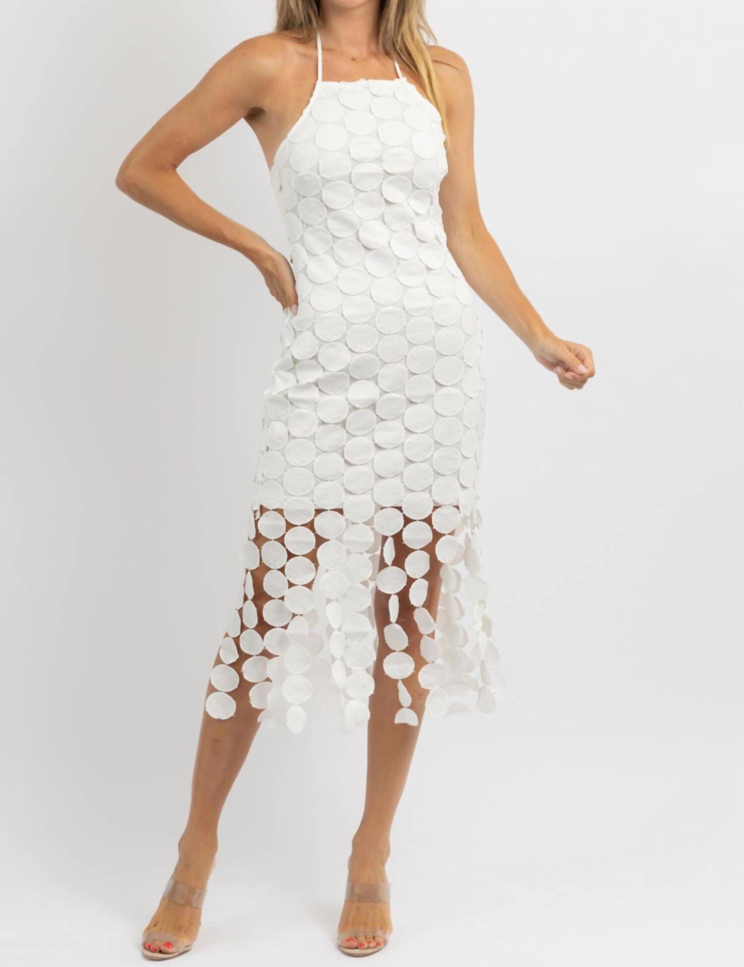 AMIAH TIERED MIDI DRESS IN WHITE, White / White, alternate image number 3