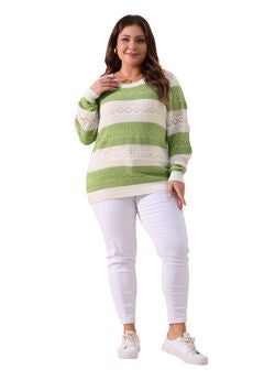 Crewneck Lightweight Hollow Knit Pullover Top