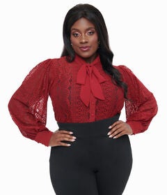 1940s Burgundy Lace Gwen Blouse