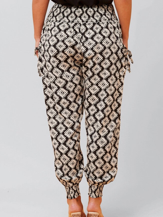 Beryle Pants Harem Boho Smocked Waist, , alternate image number null