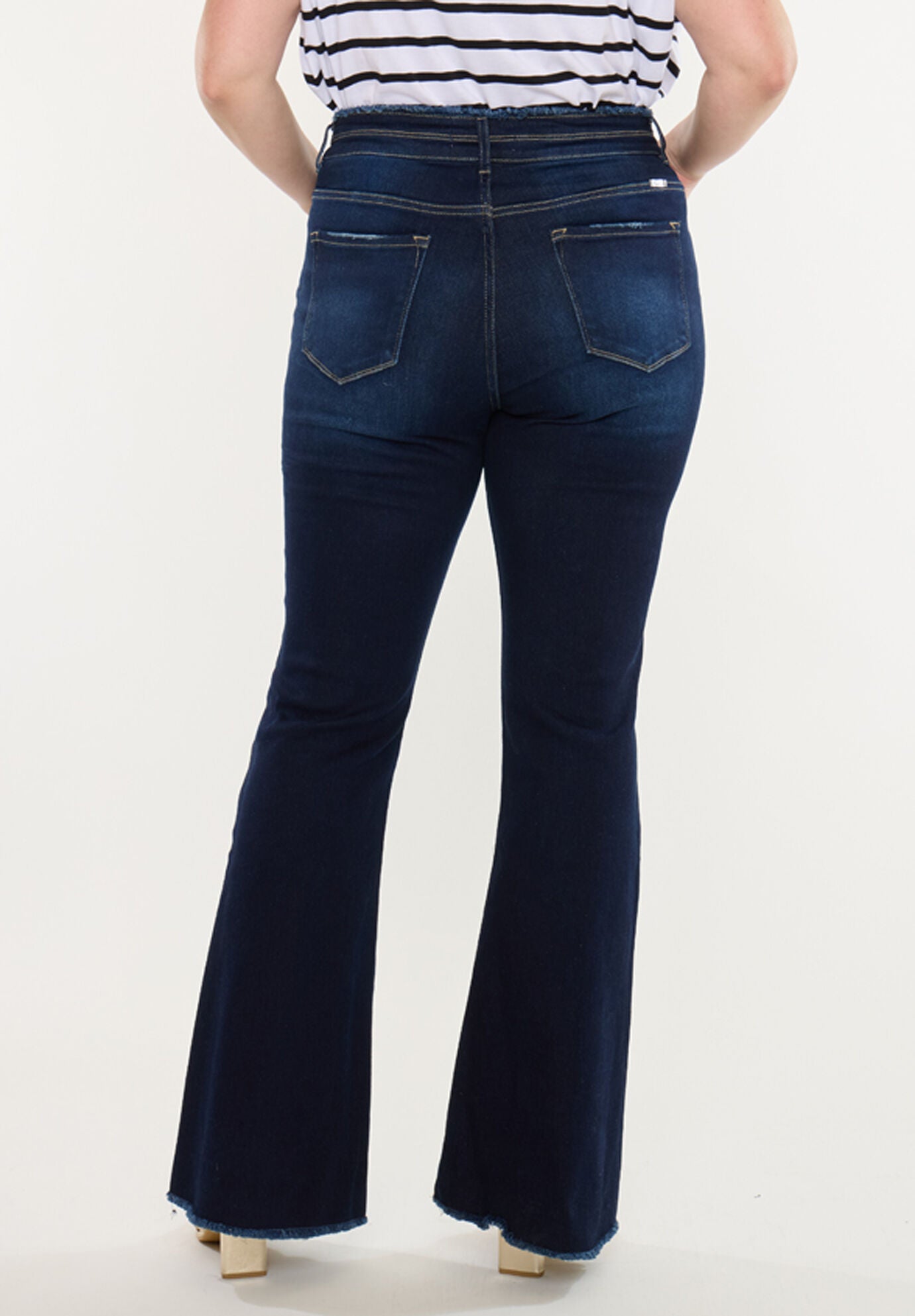 Gill High Rise Flare Jeans (Plus Size), Dark Wash / Dark Wash, alternate image number 3