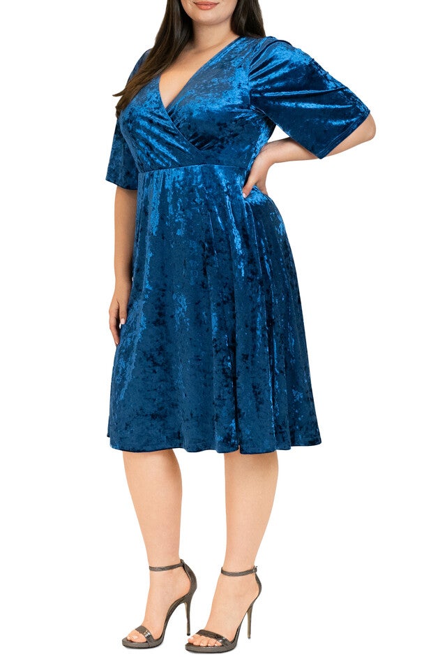 Fit and Flair Velvet Dress, , alternate image number 8