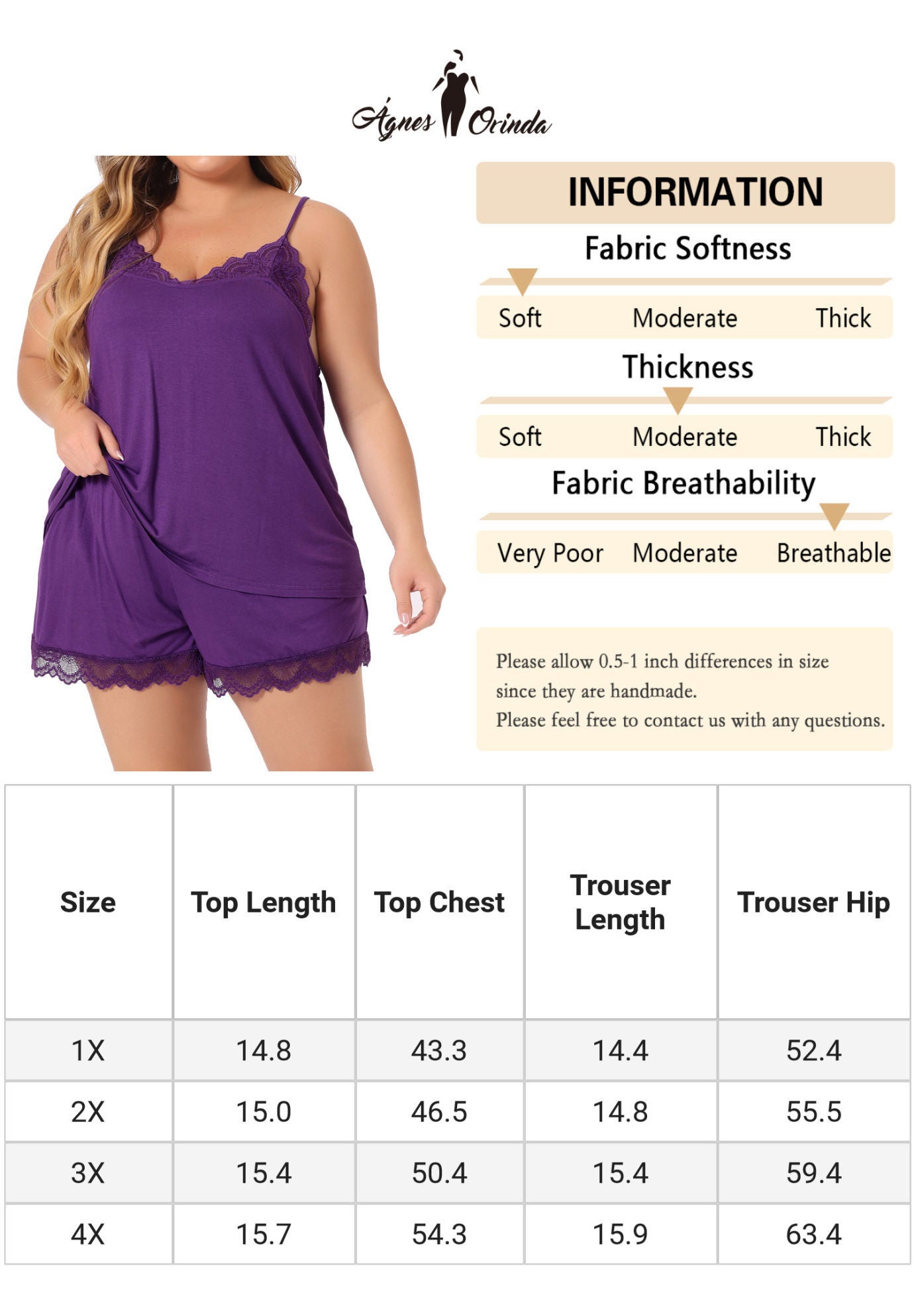 LACE CHEMISE SHORTS SET NIGHTWEAR SLEEPWEAR LOUNGE SET, Purple / Purple, alternate image number 4
