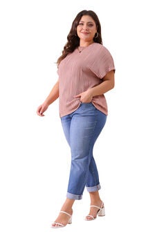 Short Sleeve Textured Top Crewneck T-Shirt