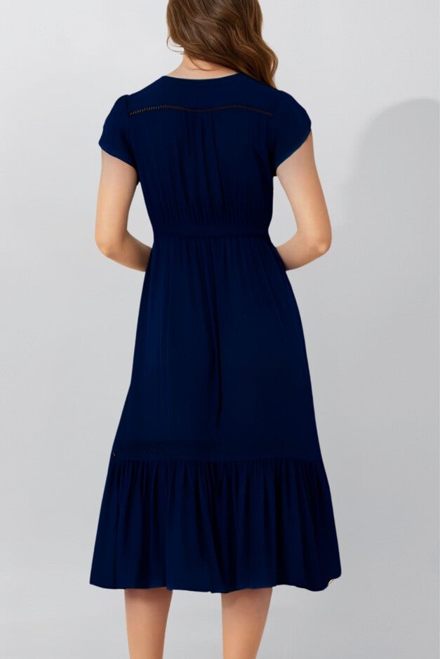 Annick - Elise Dress V-Neck Tiered Skirt Solid, Navy / Navy, alternate image number 2