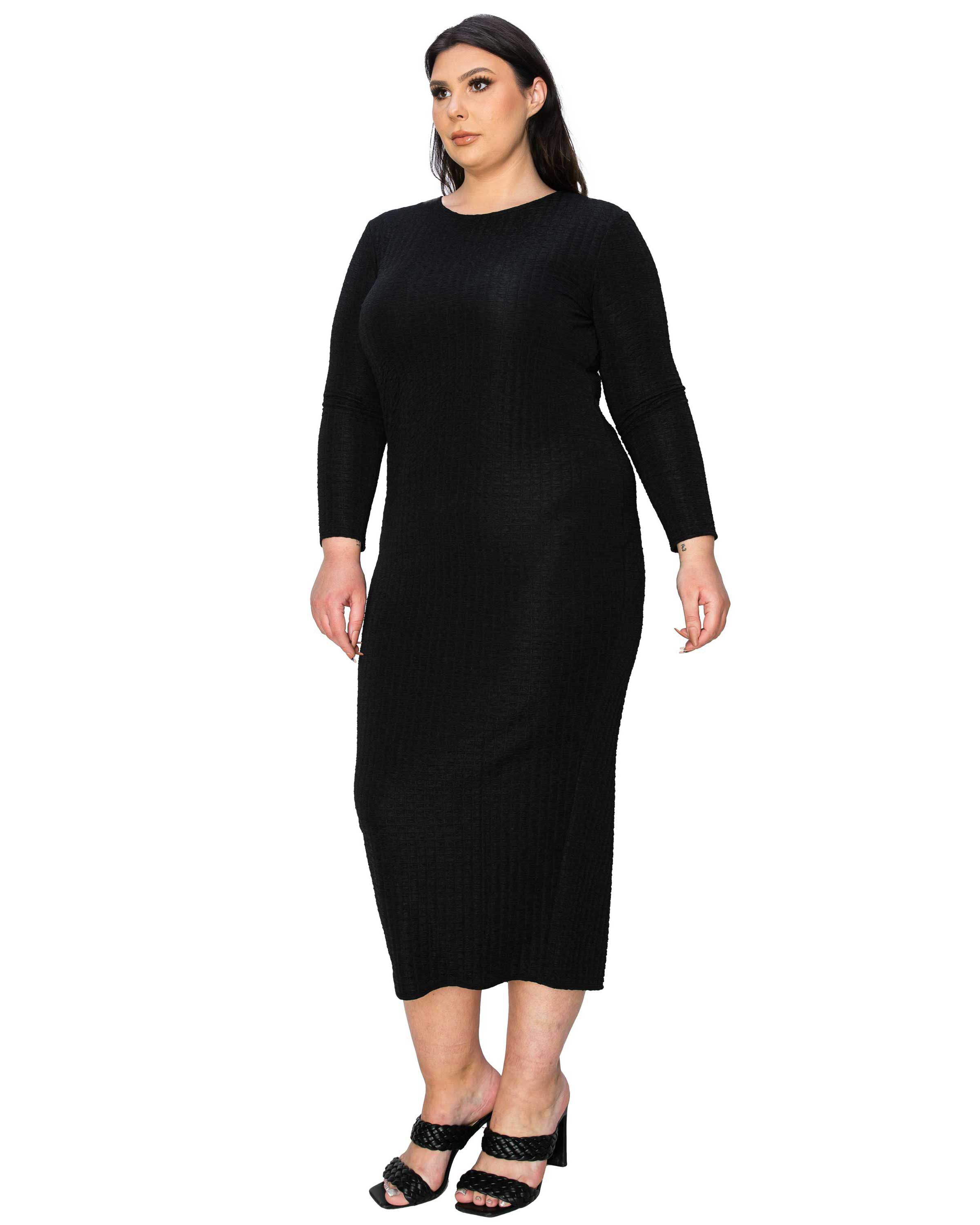 KYLO TEXTURED BODYCON DRESS, Black / Black, alternate image number 1