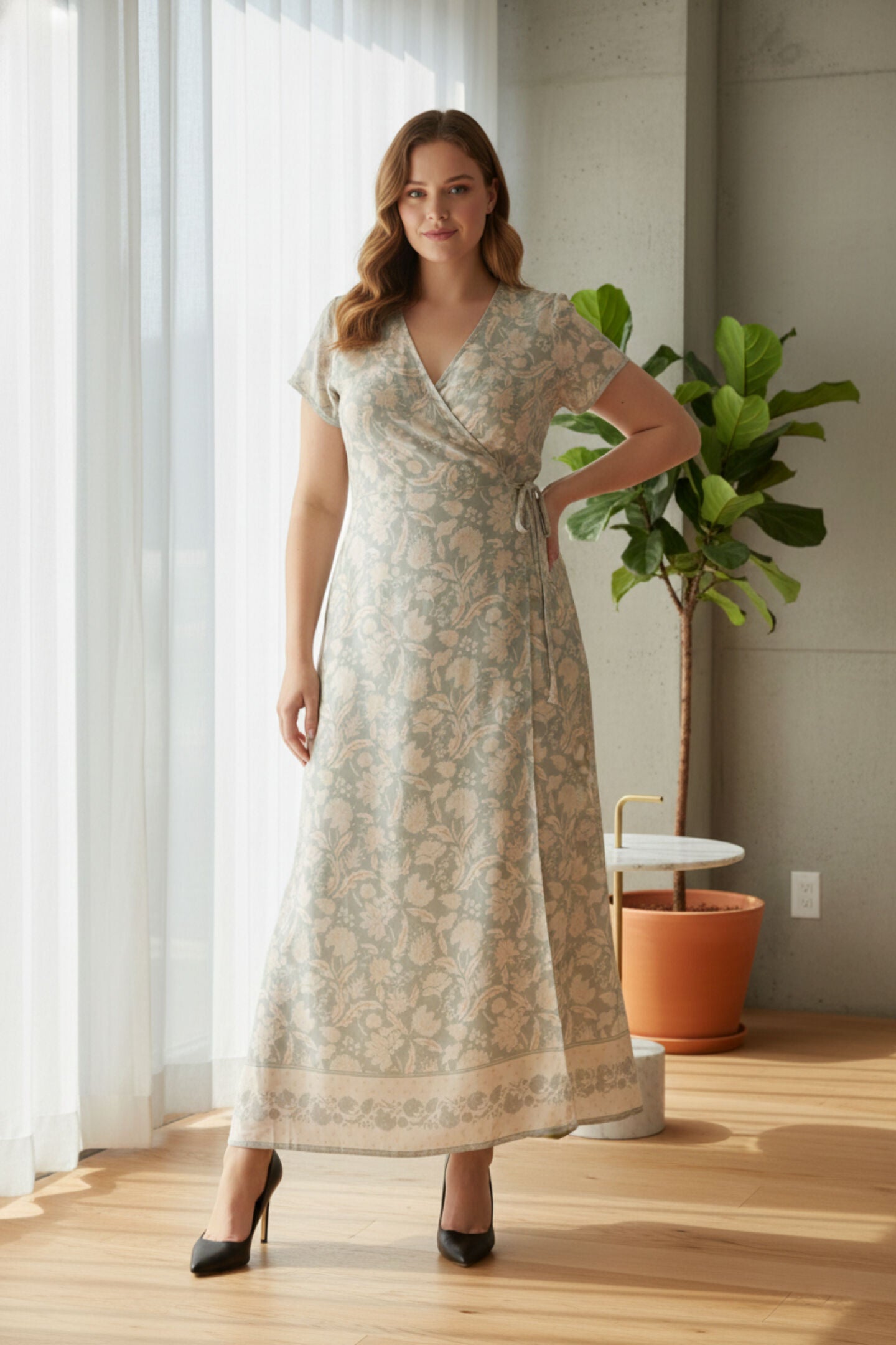 Maxi Wrap Dress in Blue Florals, C14  Vintage bouquet blue / Light Blue, alternate image number 5