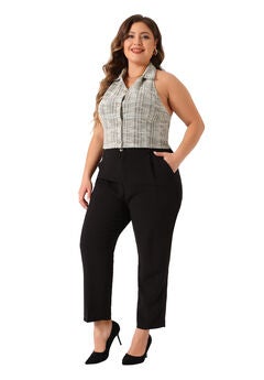 VINTAGE TWEED HALTER NECK SINGLE BREASTED VEST