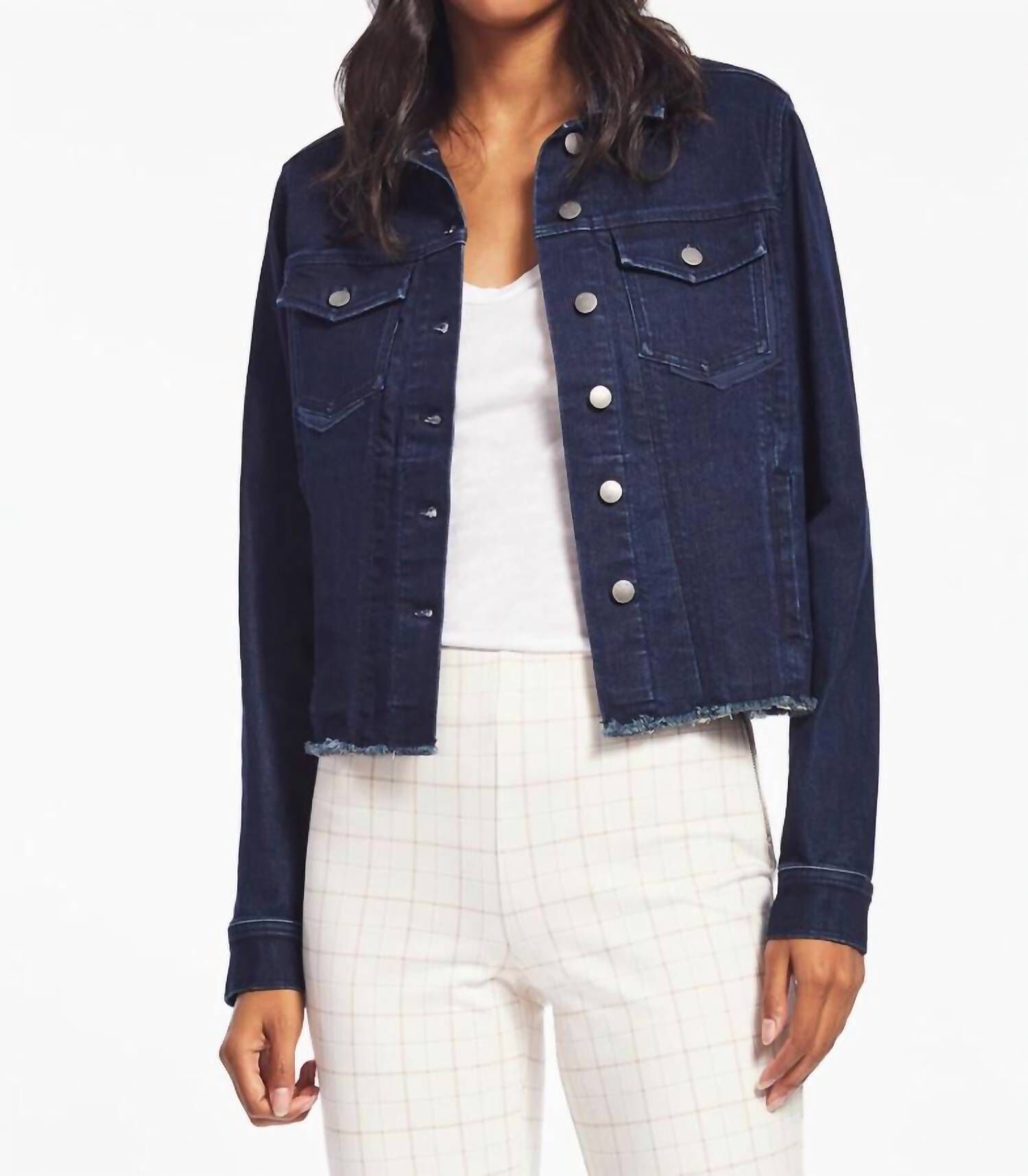 MODERN JEAN JACKET IN DARK INDIGO | Dia & Co