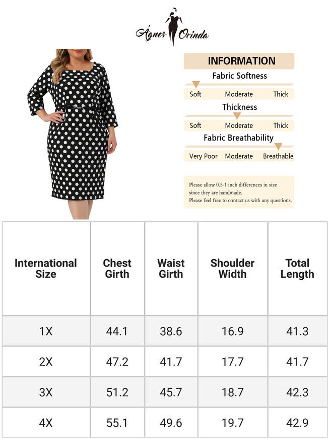 Retro 3/4 Sleeve Polka Dots Bodycon Cocktail Dress, Black White / White, alternate image number 4