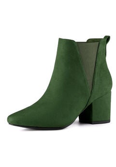 POINTED TOE MID BLOCK HEEL CHELSEA BOOTS