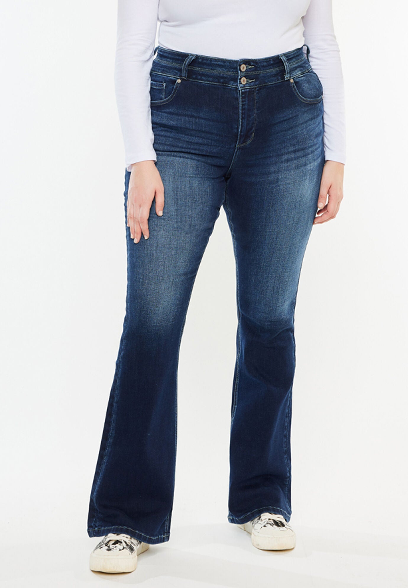 Samaria High Rise Skinny Bootcut (Plus Size), Dark Wash / Dark Wash, alternate image number 6