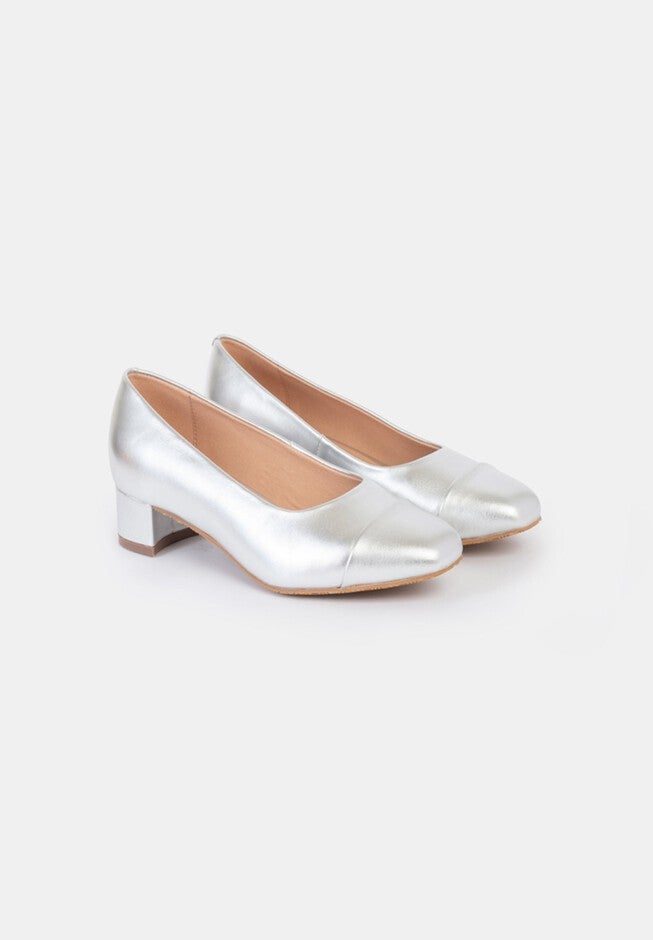 Gabby Toe Cap Ballet Pump, Metallic Silver / Silver, alternate image number 2