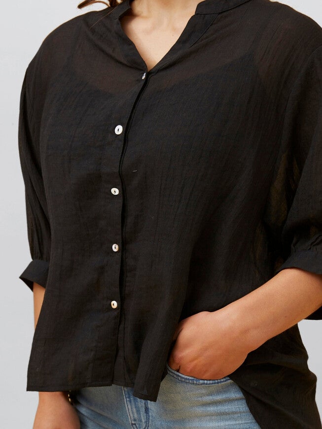 Roxanne Oversized Semi-Sheer Shirt Blouse Solid, , alternate image number 6