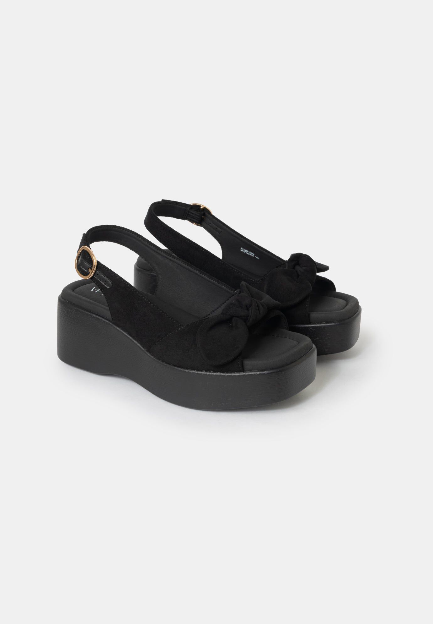 Rosie Vegan Wedge Sandals, Black / Black, alternate image number 2