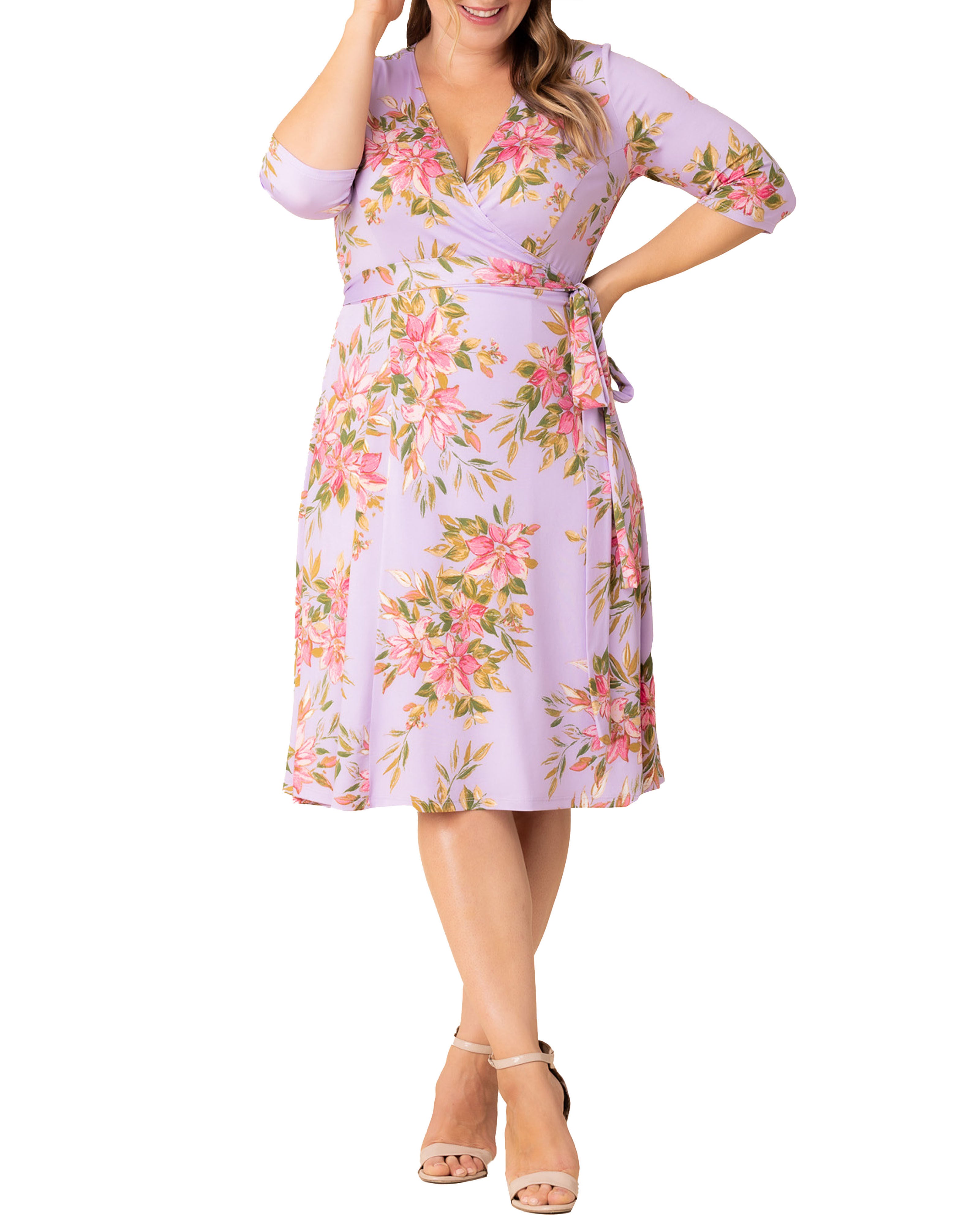 Signature Wrap Dress, LILAC ROMANTIC FLORALS / Lilac, hi-res image number 0