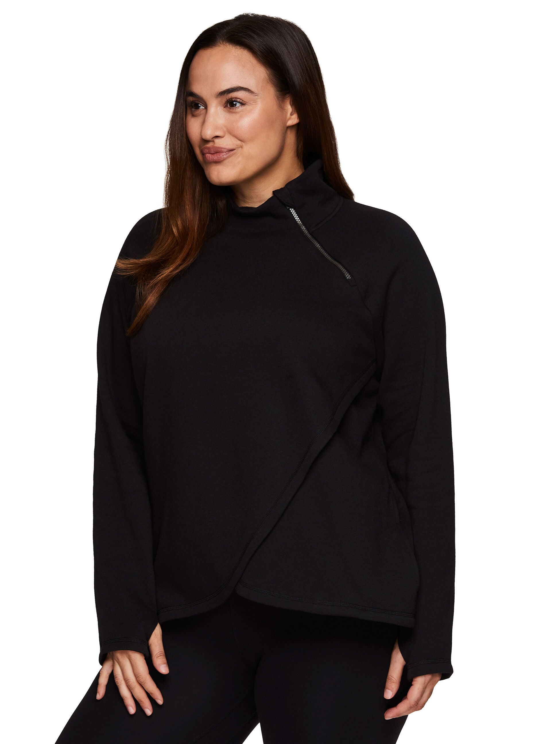 Prime Ready To Roll Fleece Zip Mock Neck Pullover, Black / Black, alternate image number 3