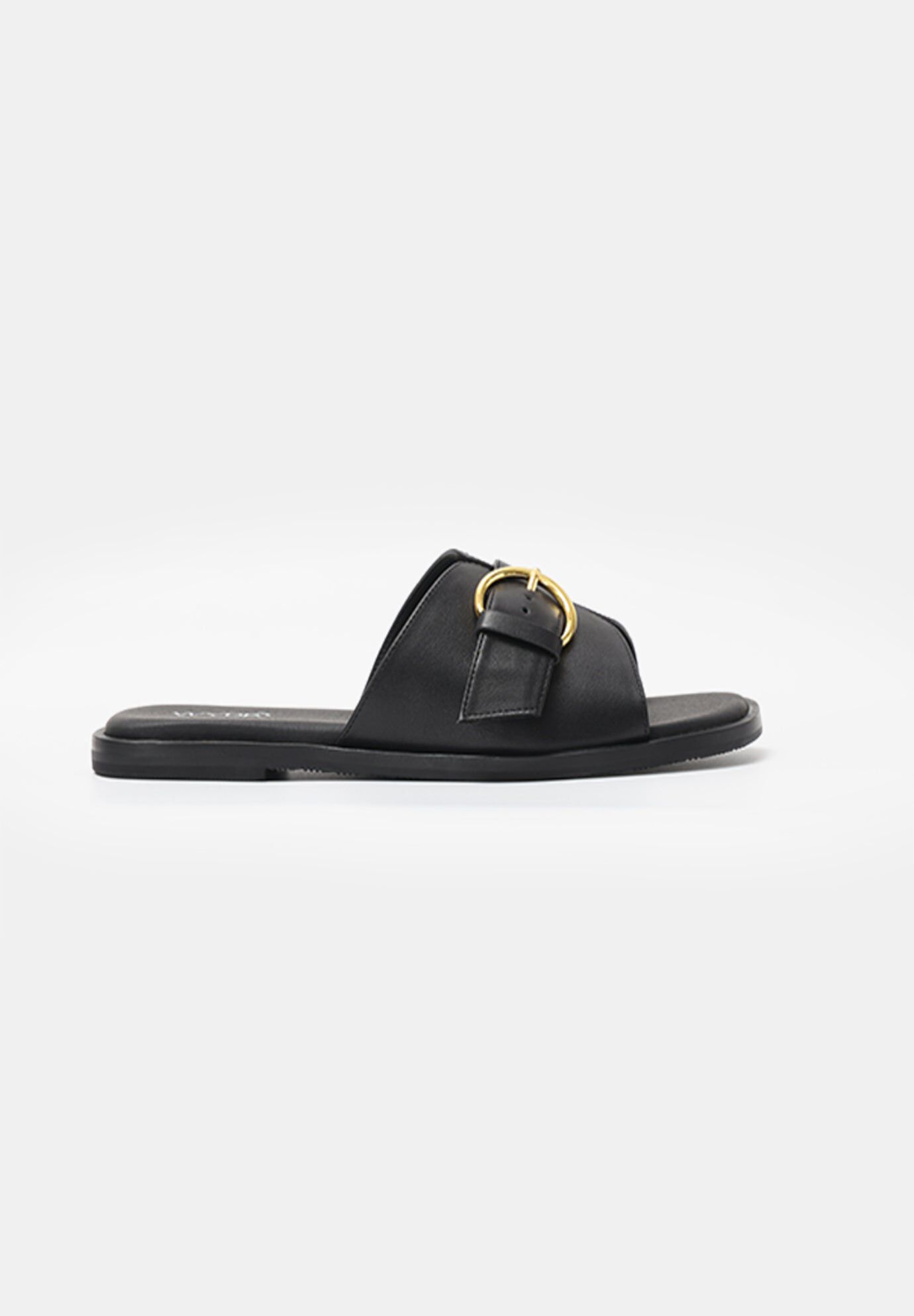 Marbella Buckle Flat Slides, Black / Black, hi-res image number 0