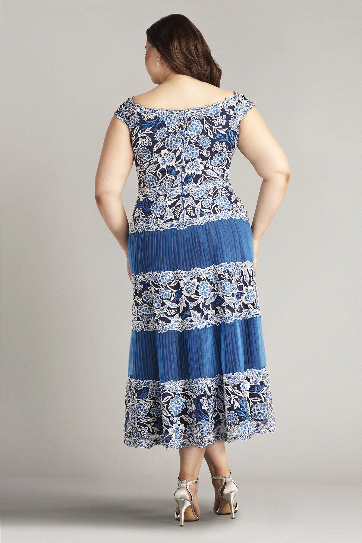 Klein Embroidered Tea-Length Dress - PLUS SIZE, PACIFIC BLUE / see-description, alternate image number 1