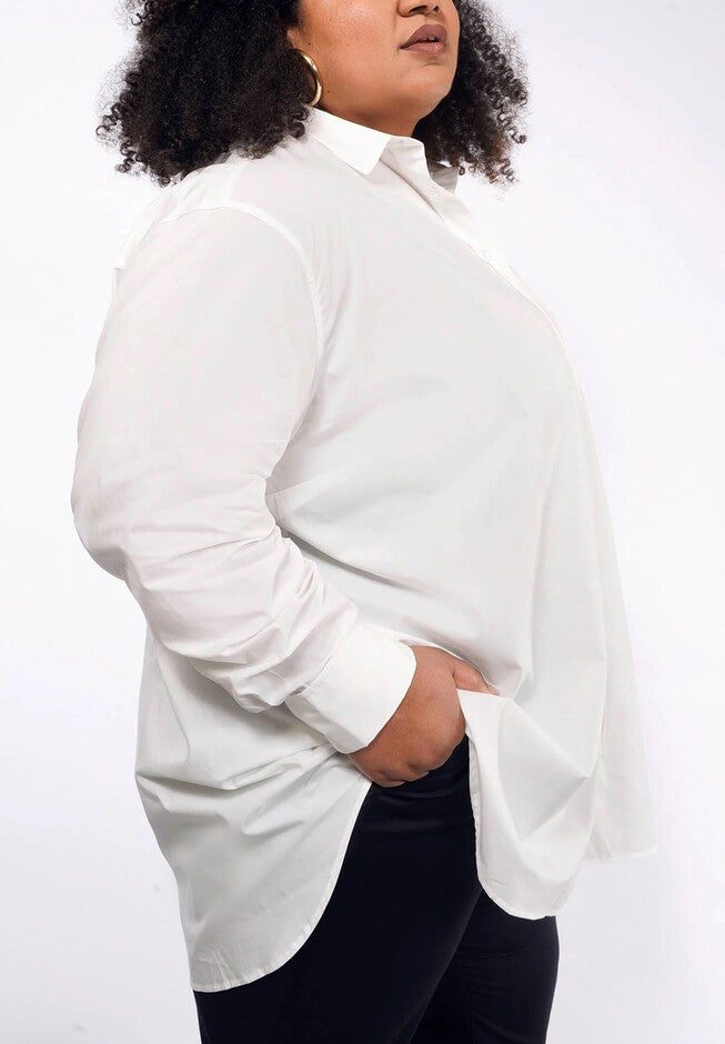The Essential Long Sleeve Oversized Wrap Button Up, WHITE / White, alternate image number 1