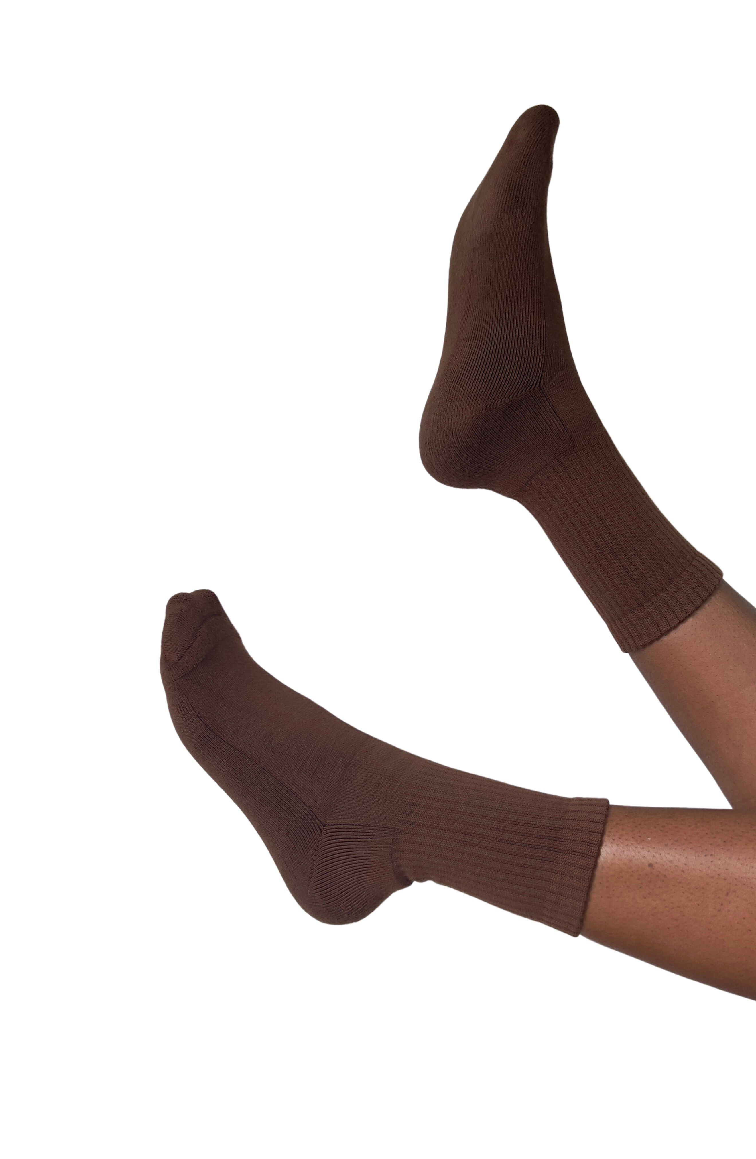 Luxe Organic Pima Cotton Socks, Deep Nude / Brown, alternate image number 1