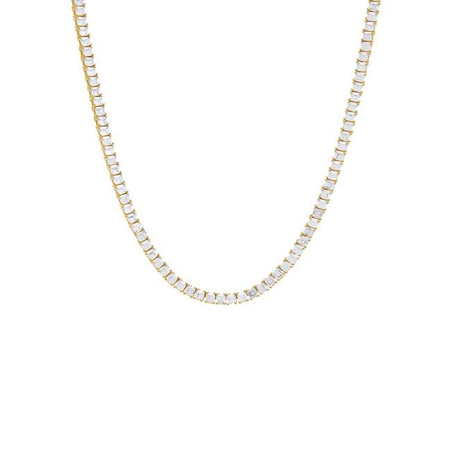 CZ Princess Cut Tennis Necklace, Gold / Gold, hi-res image number null