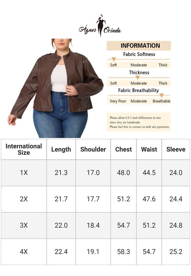 FAUX LEATHER MOTO BIKER ZIP UP JACKET, Brown / Brown, alternate image number 4