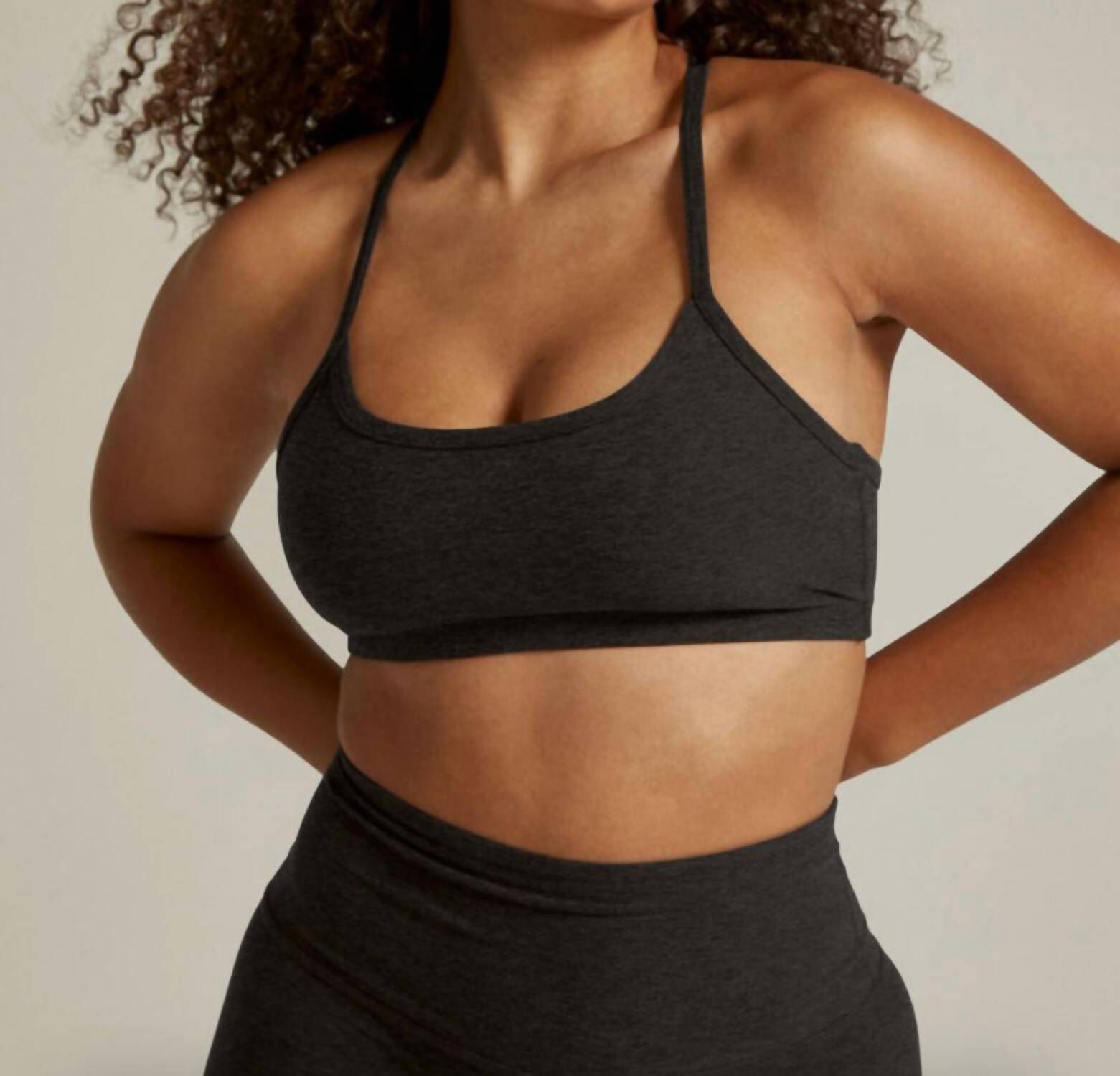 SPACEDYE SLIM RACERBACK BRA IN DARKEST NIGHT, Darkest Night / Black, hi-res image number 0