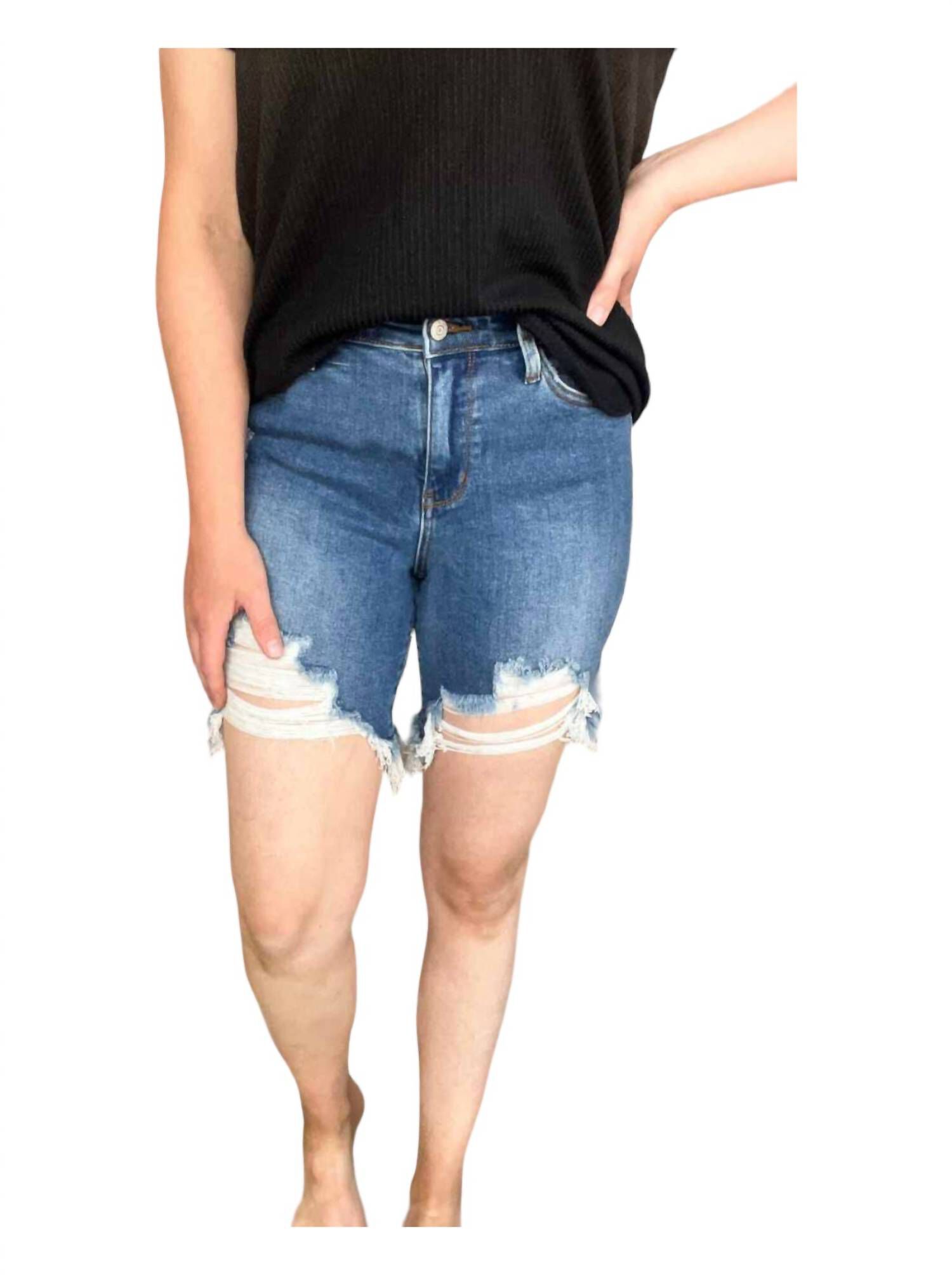 Destroy Fray Hem Shorts, Blue / Azure Blue, hi-res image number 0